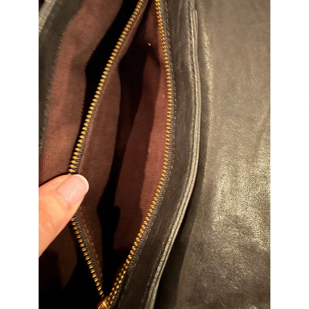 Kooba Black Leather Clutch Handbag Gold Hardware Evening Bag